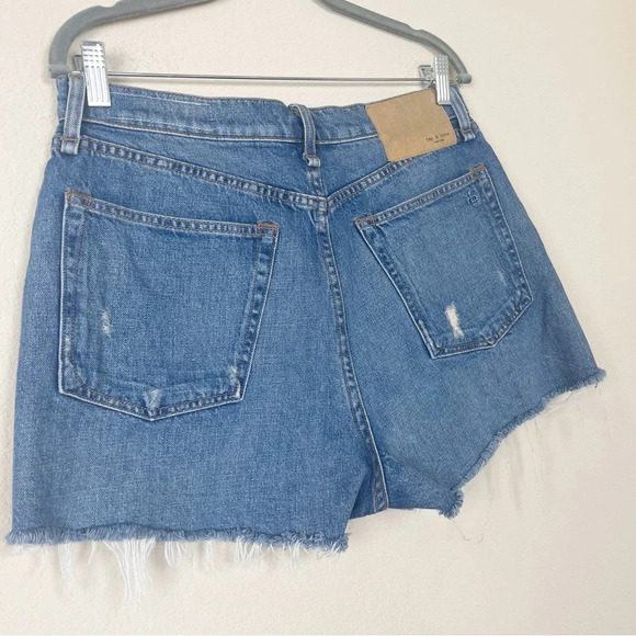 Rag & Bone Maya High Rise Button Fly Raw Hem Distressed Denim Shorts Size 30 - Picture 9 of 12